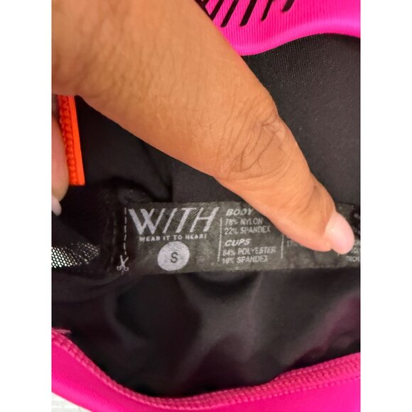 Womens Strappy Black & Pink Sports Bra By WITH Wear It To Heart - Picture 10 of 10
